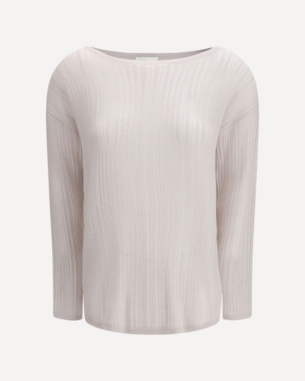 Allude White Rib-Knit Crew-Neck Sweater