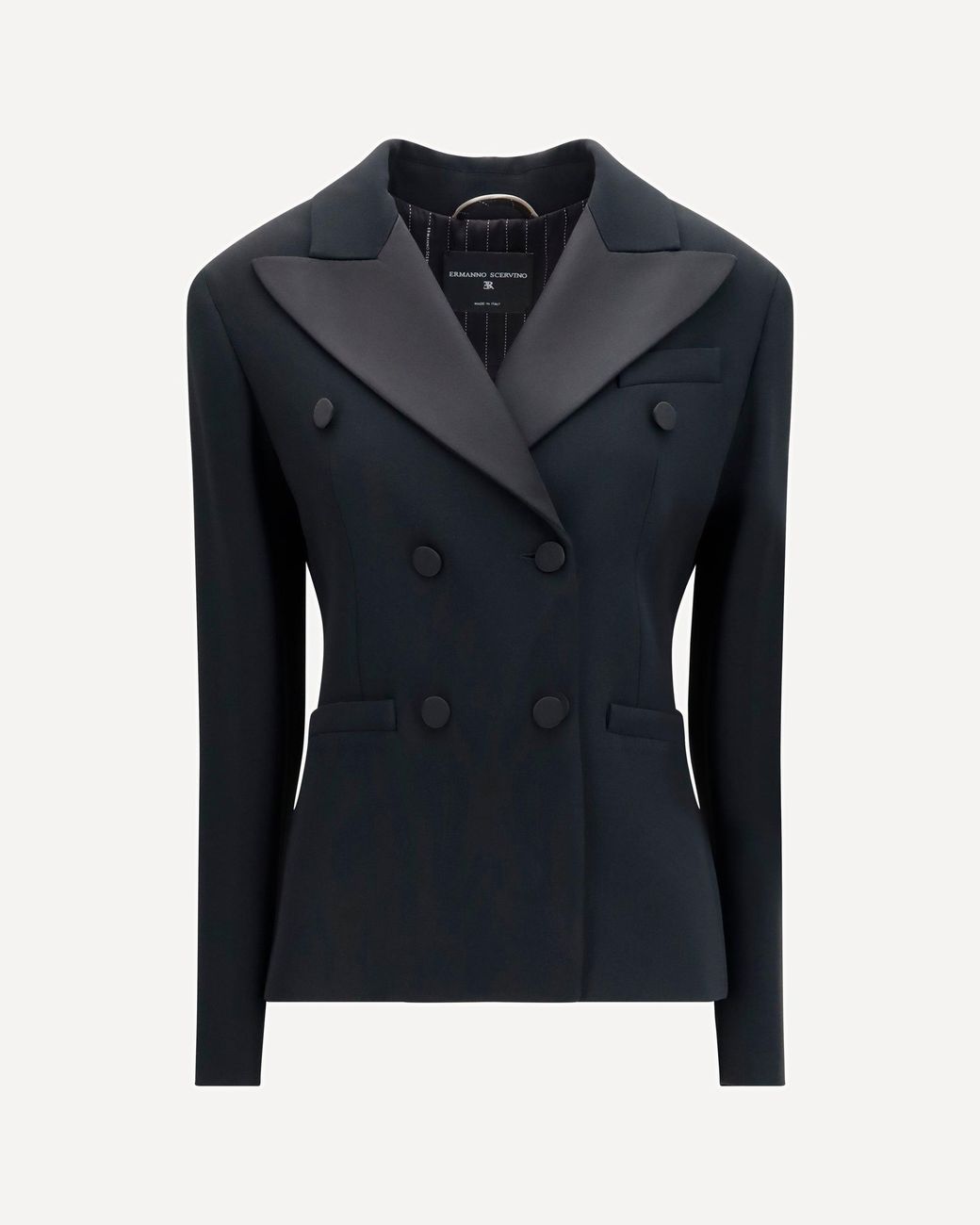 Ermanno Scervino Blue Double-Breasted Tuxedo Jacket