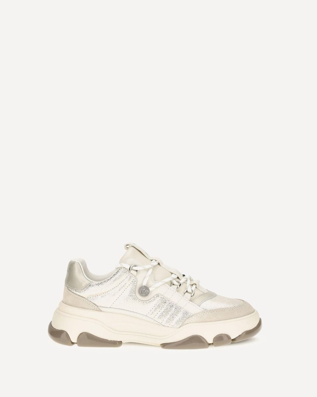 Pinko White Athena Leather Sneakers With Sequin Details