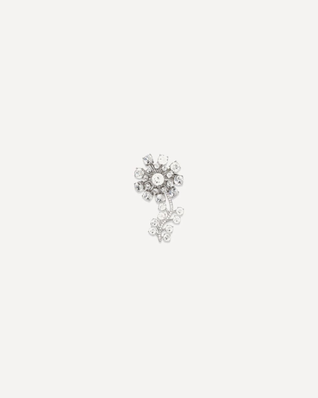 Self-Portrait White Crystal Flower Brooch
