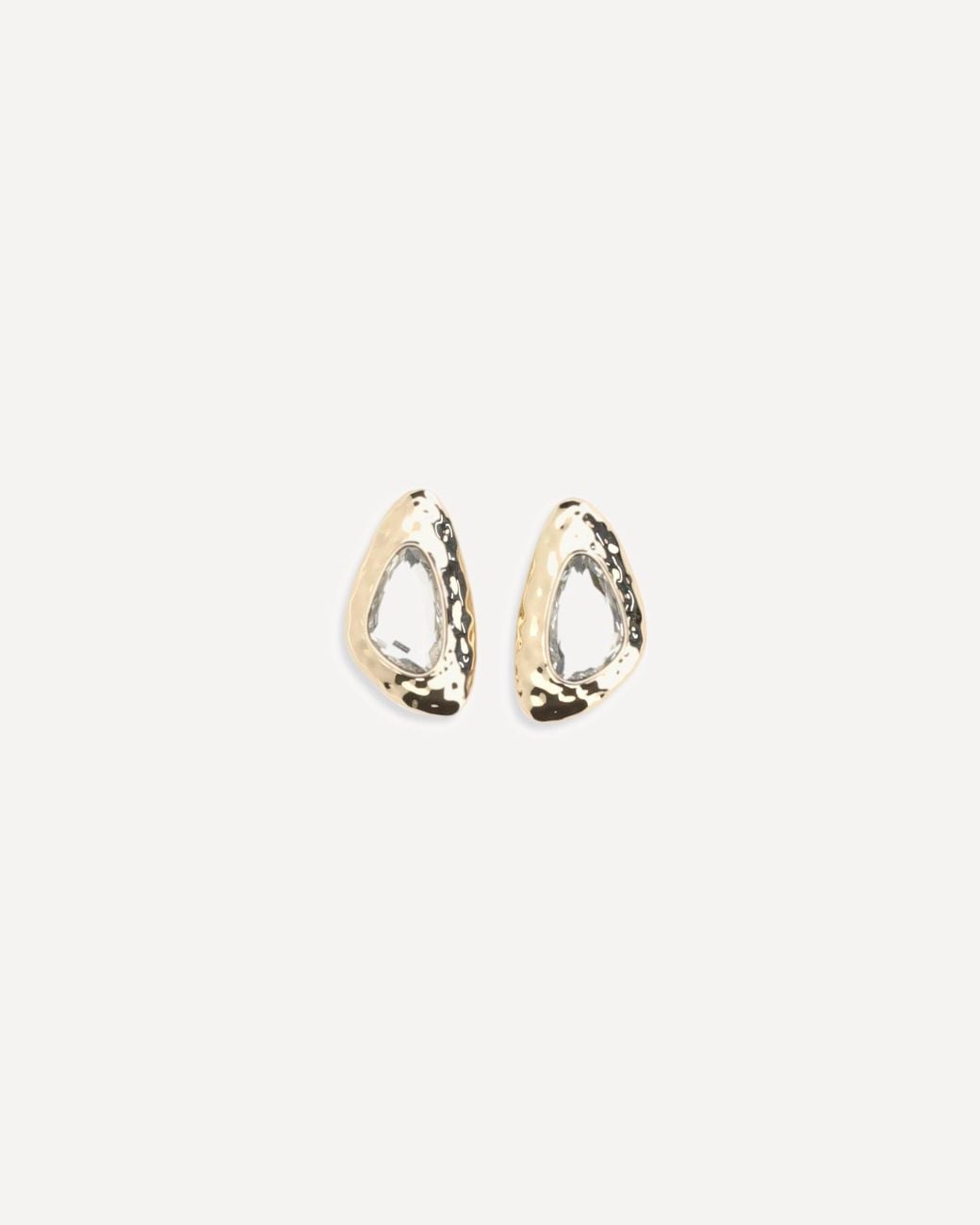 Self-Portrait White Golden Hammered Crystal Earrings