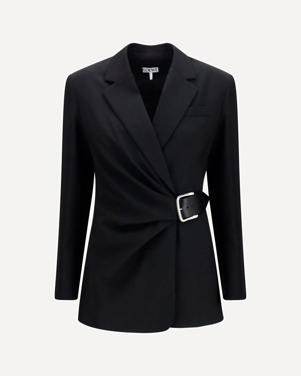 Loewe Black Draped Wool Jacket With Belt
