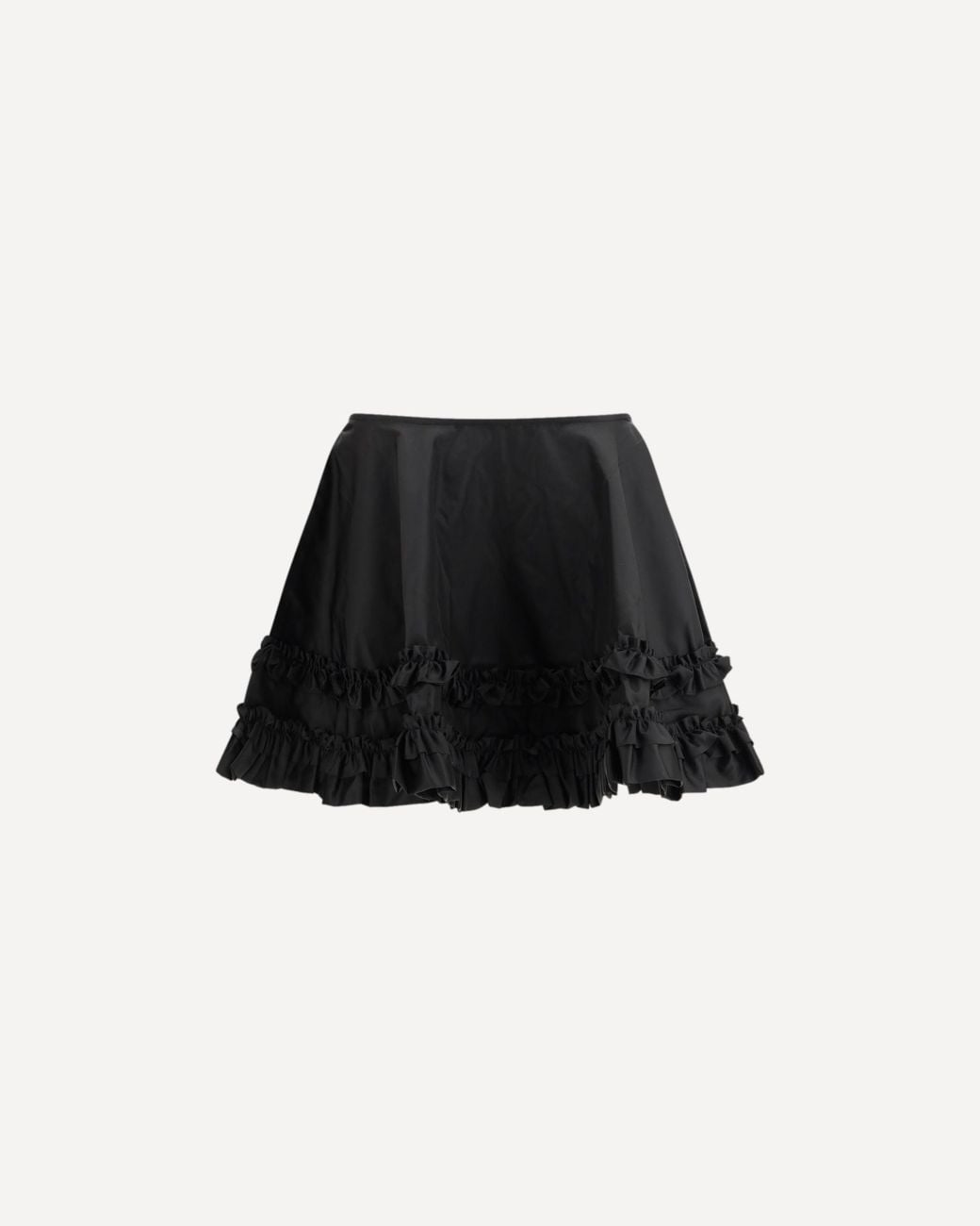 Ganni Black Duchesse Nylon Mini Frill Skirt