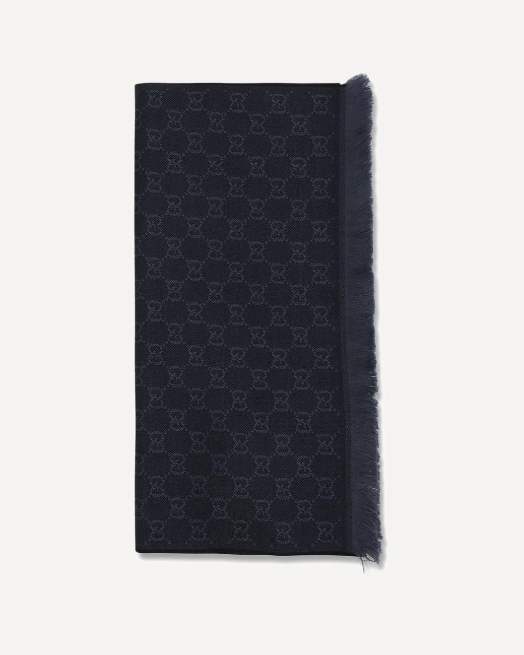 Gucci Blue Gg Supreme Embroidered Wool Scarf