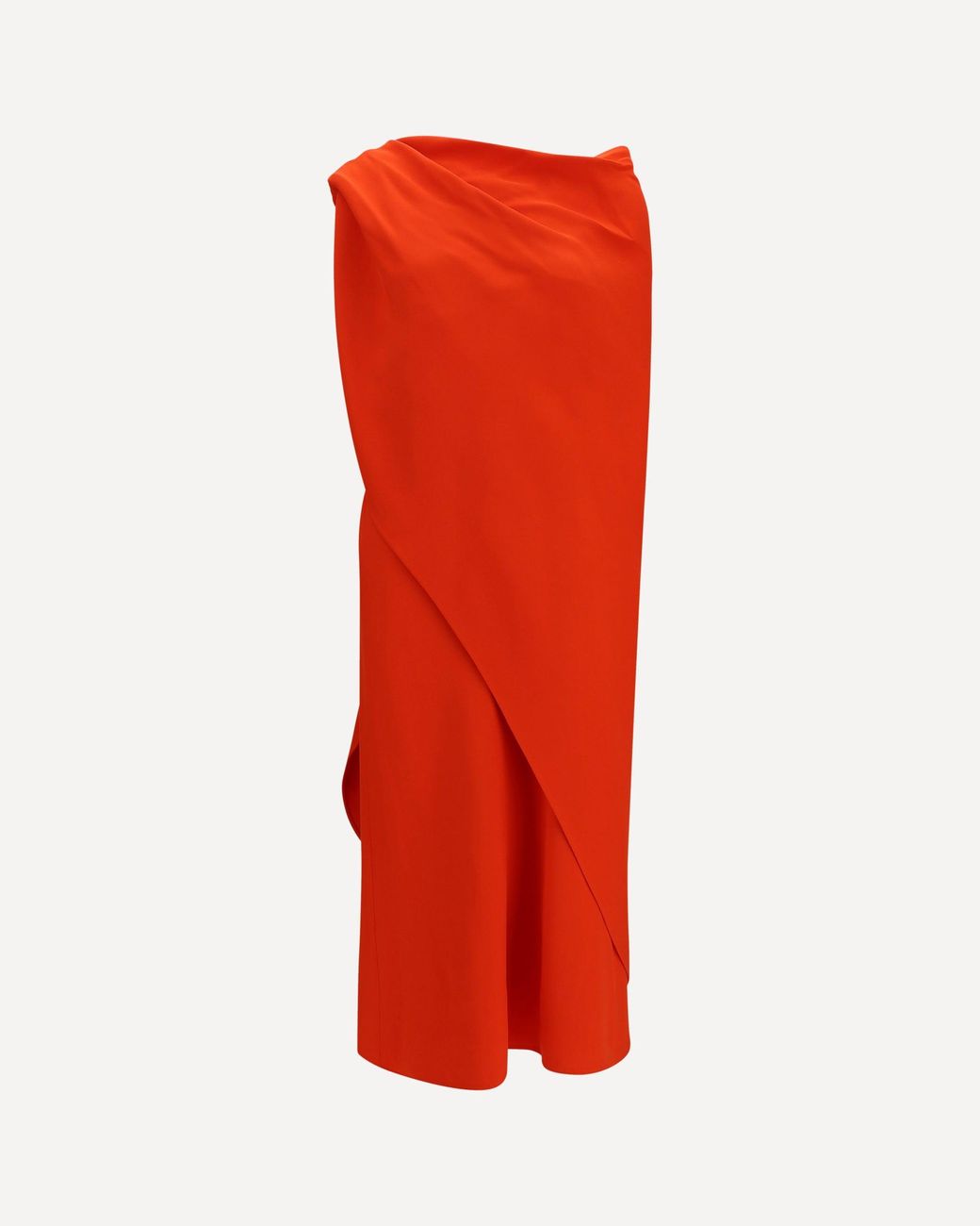 Balenciaga Red Draped Silk Midi Dress