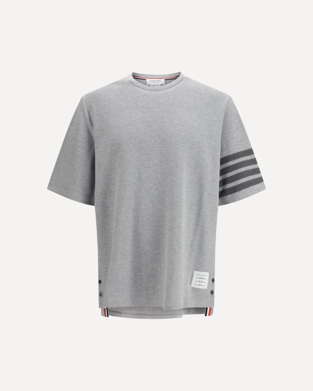 Thom Browne Gray Textured Cotton Piqué T-Shirt for men