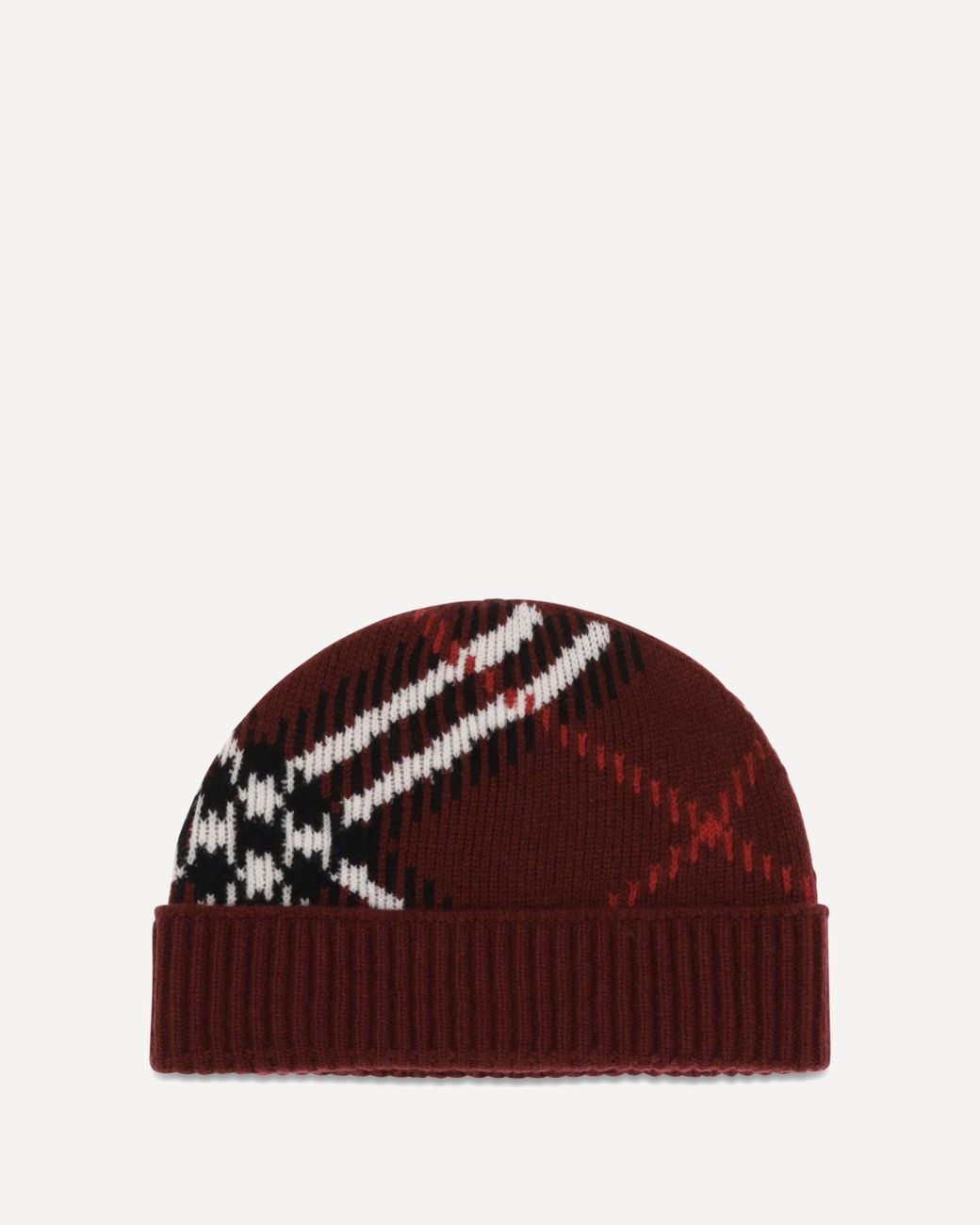 Burberry Red Cashmere Check Beanie
