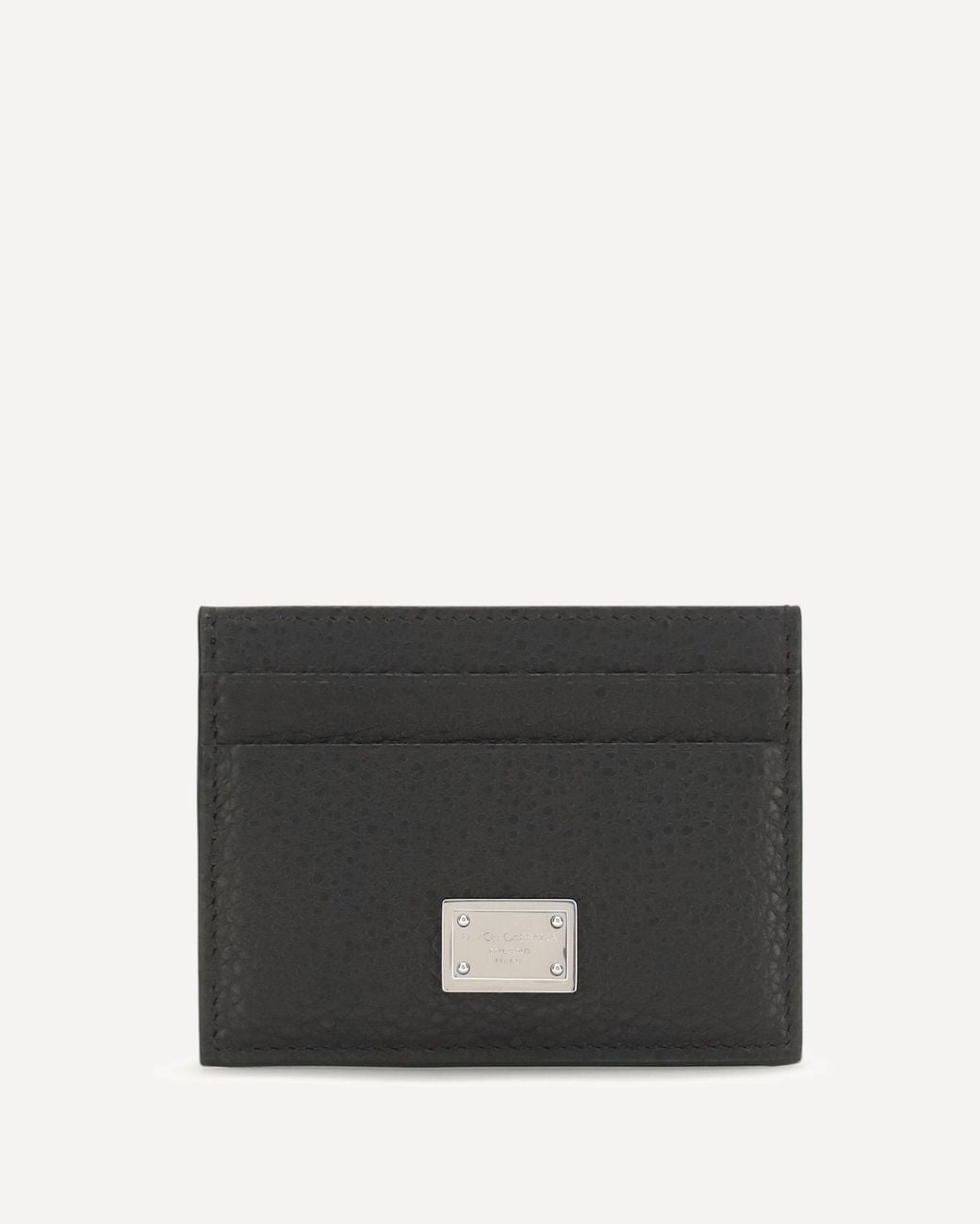 Dolce & Gabbana Black Logo-Plate Leather Card Holder for men