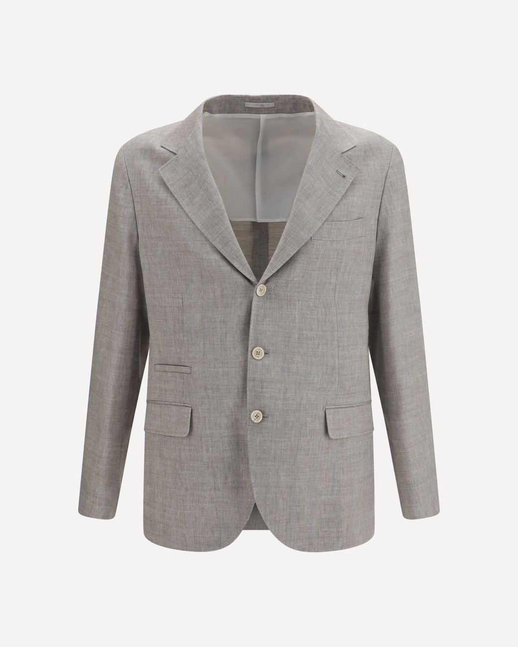 Brunello Cucinelli Gray Deconstructed Linen And Wool Chevron Jacket for men