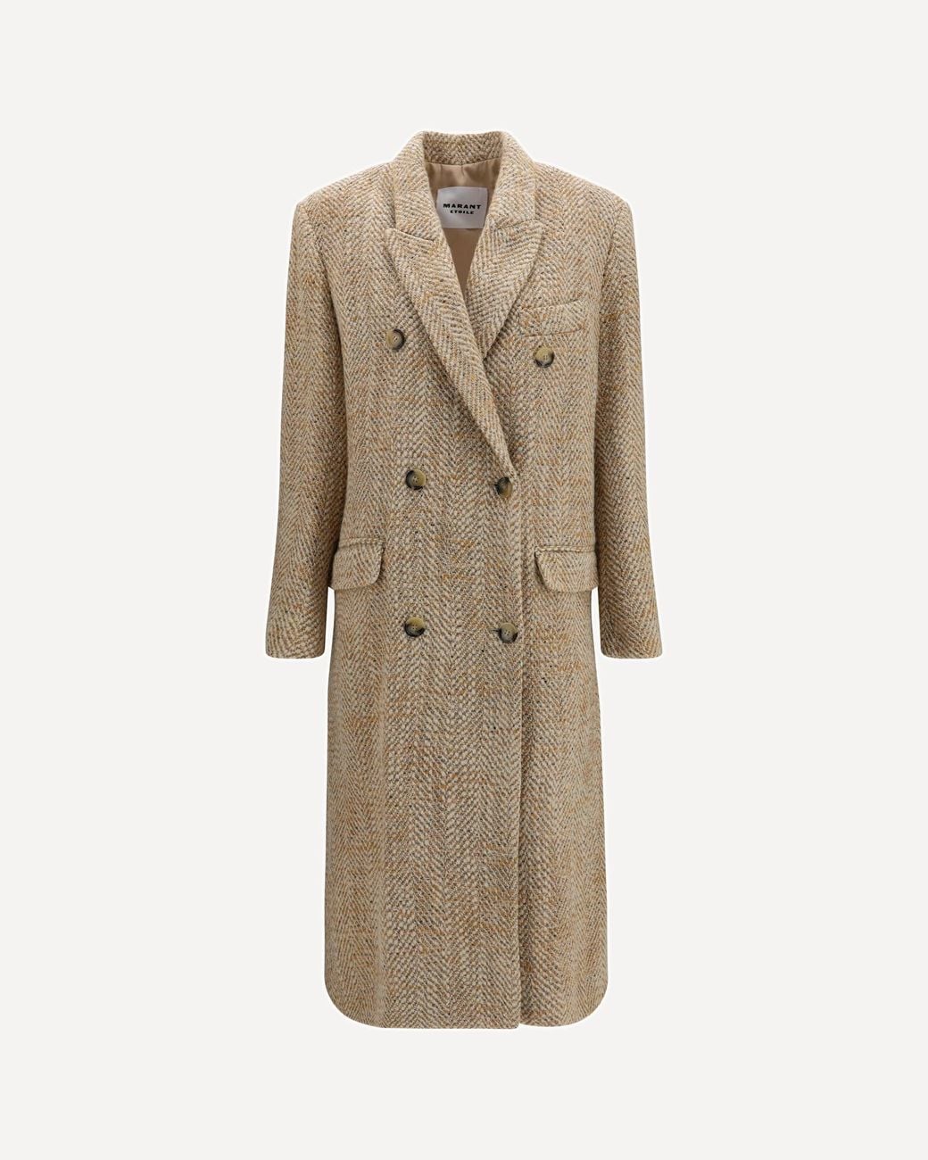 Isabel Marant Natural Pilda Herringbone Wool-Blend Coat