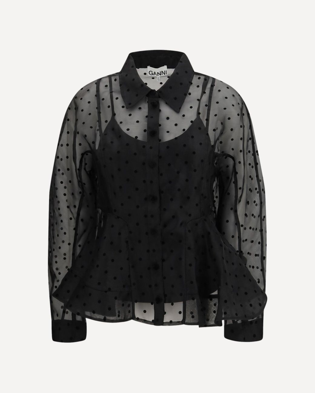 Ganni Black Polka Dot Organza Shirt