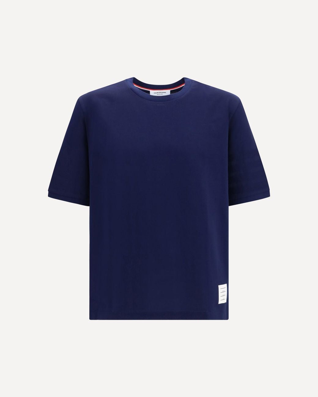 Thom Browne Blue Jersey T-Shirt With Ribbed Cuffs