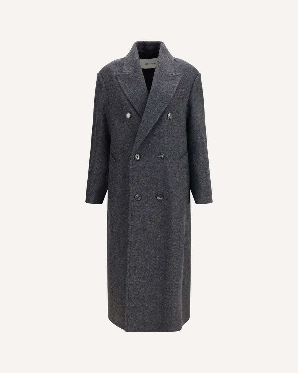 AMI Blue Long Double-Breasted Wool Coat