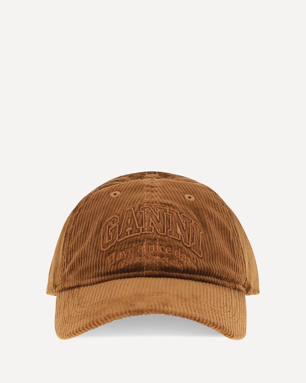 Ganni Brown Corduroy Cap