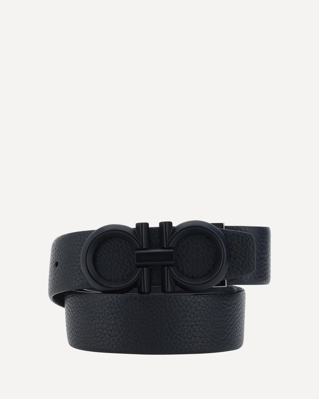 Ferragamo Black Gancini Leather Belt for men