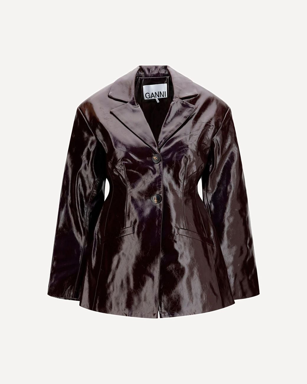 Ganni Brown Future Glossy-Finish Jacket