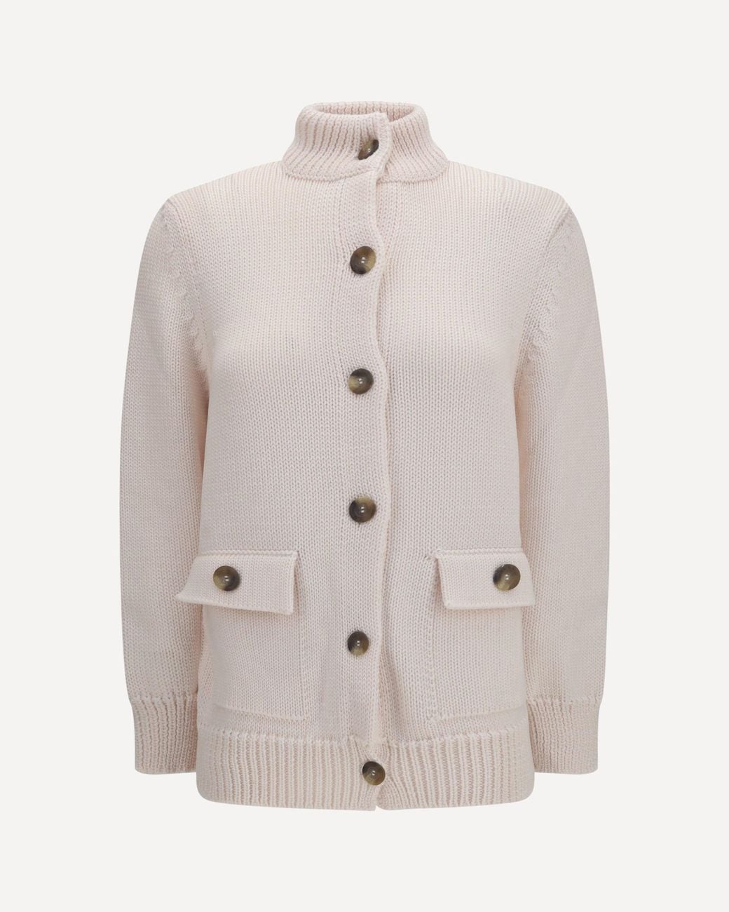Ella White High Neck Cardigan