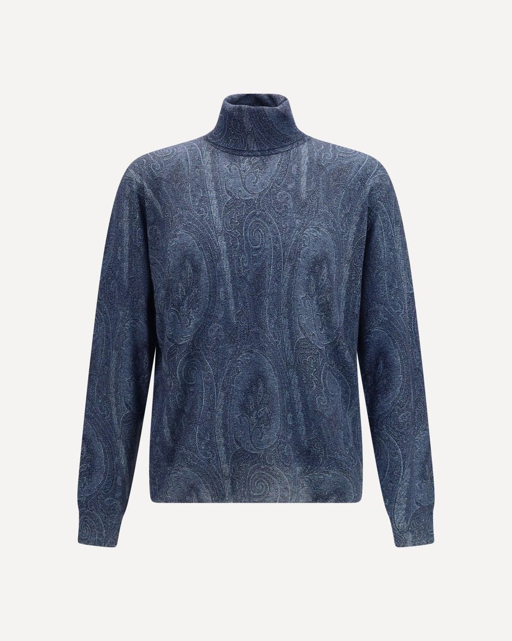 Etro Blue Printed Turtleneck Sweater for men
