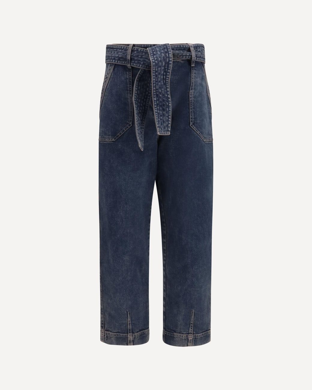 Giorgio Armani Blue Wide-Leg Jeans With Belt