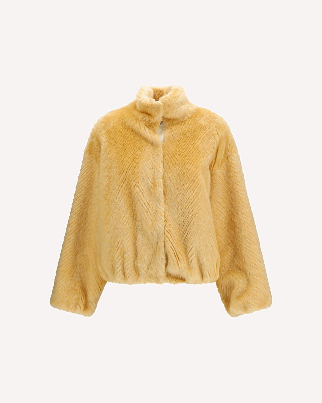 Forte_forte Yellow Forte_Forte Chevron Faux Fur Bomber Jacket