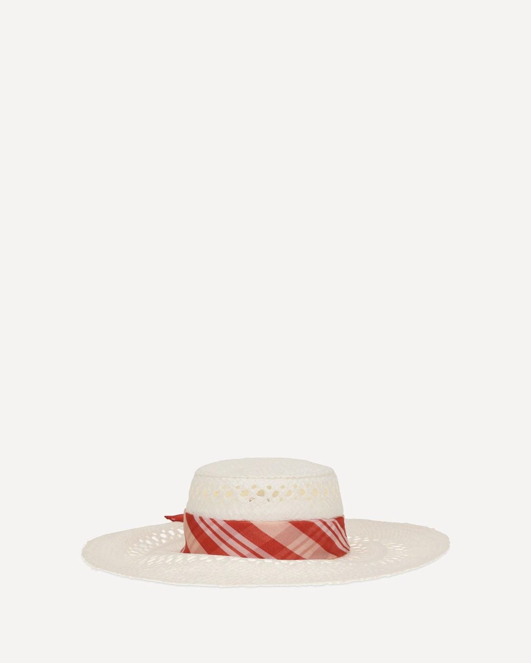 Ermanno Scervino Pink Wide-Brim Hat With Vichy Print Silk Scarf