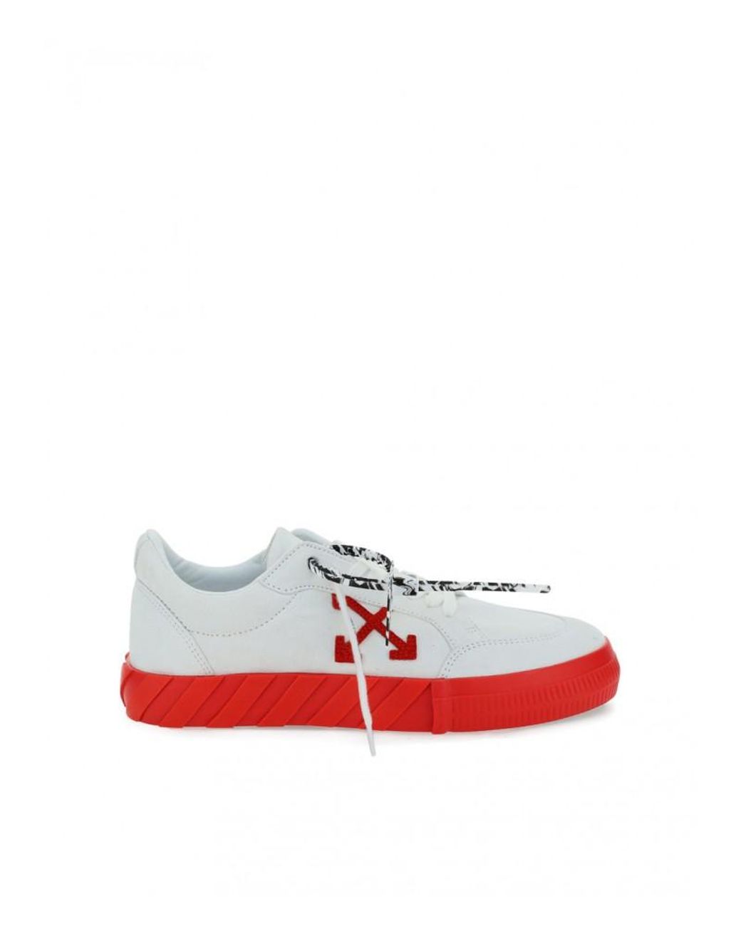 Off-White c/o Virgil Abloh White And Red Suede Vulcanized Low Sneakers ...