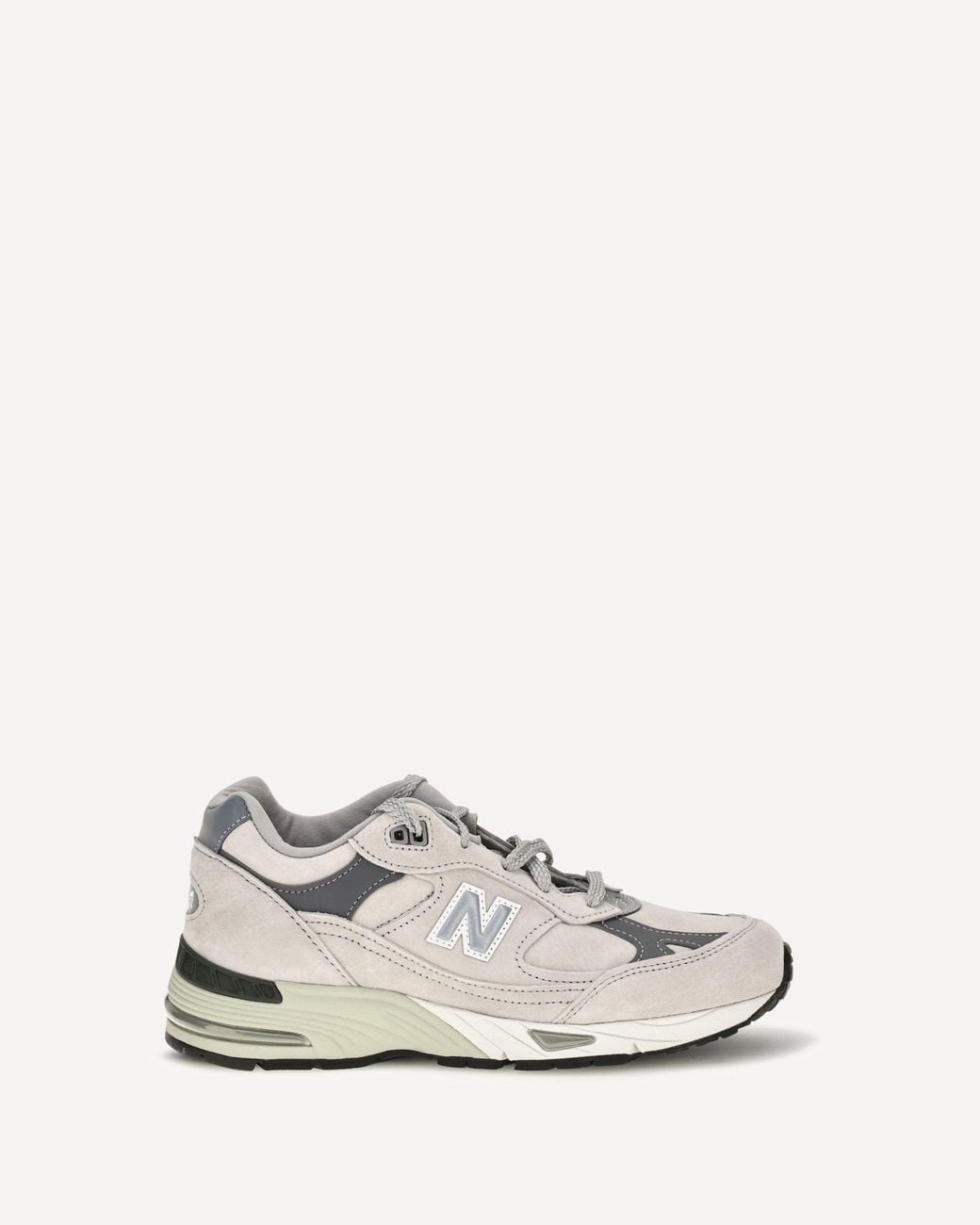 New Balance White Gray Suede Leather Athletic Sneakers