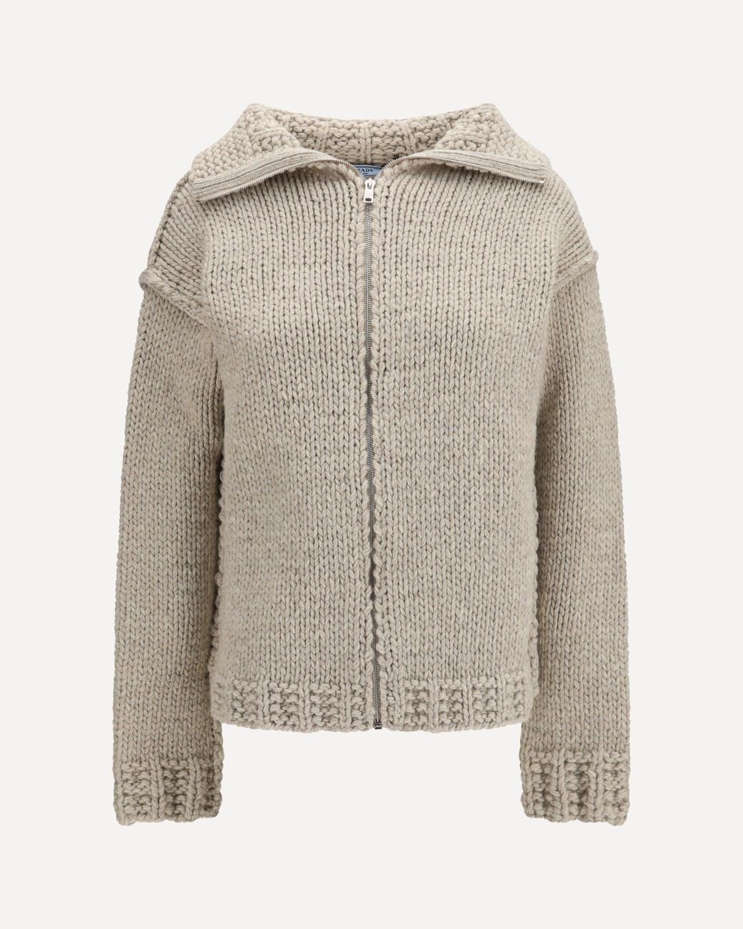 Prada Gray Wool Zip Cardigan