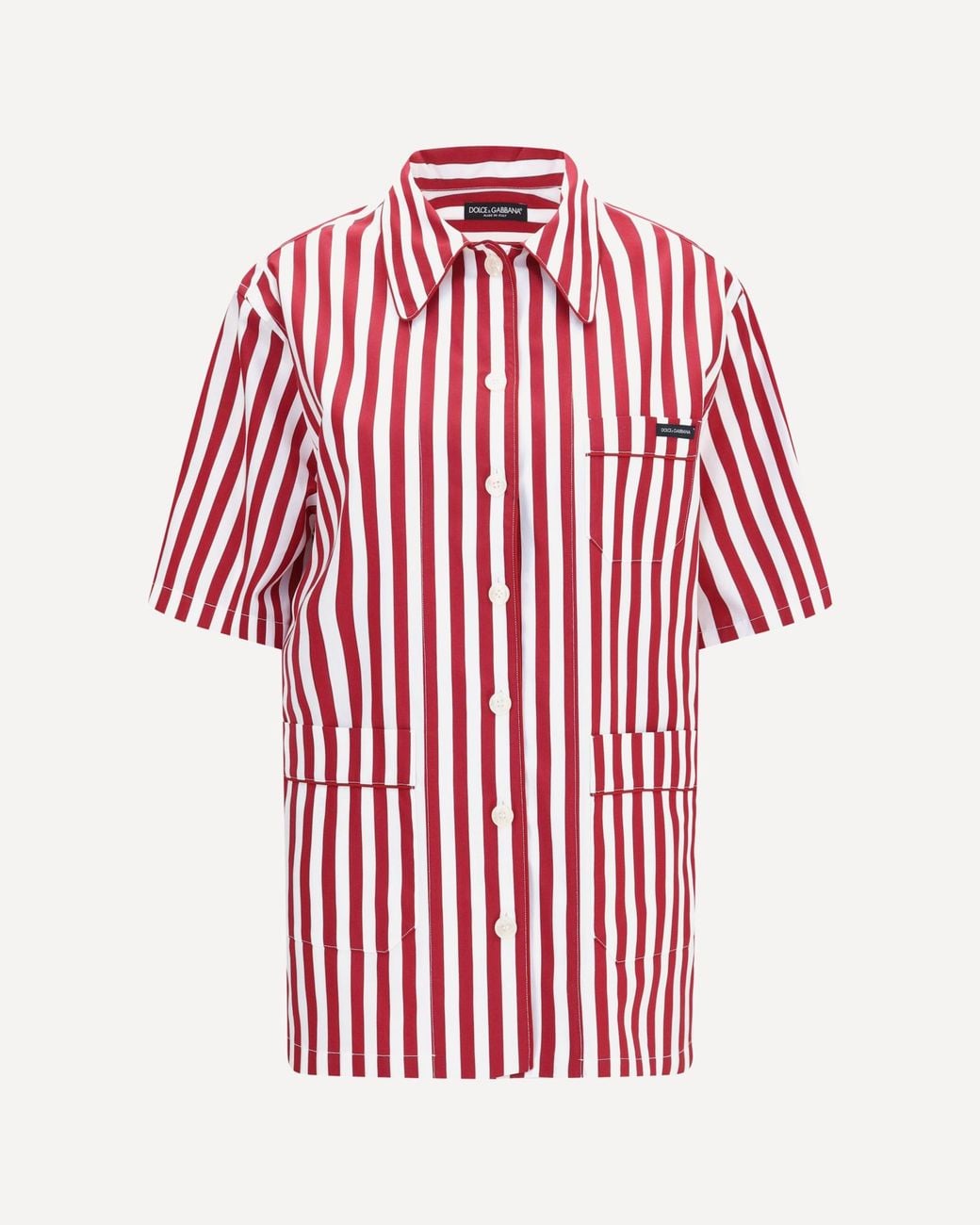 Dolce & Gabbana Red Striped Cotton Shirt