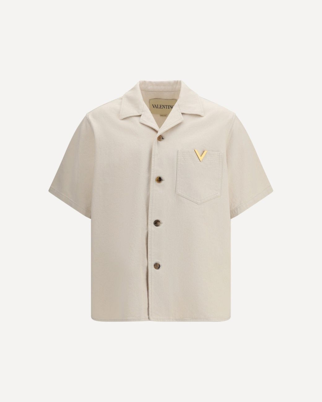 Valentino White Signature Vlogo Bowling Shirt for men