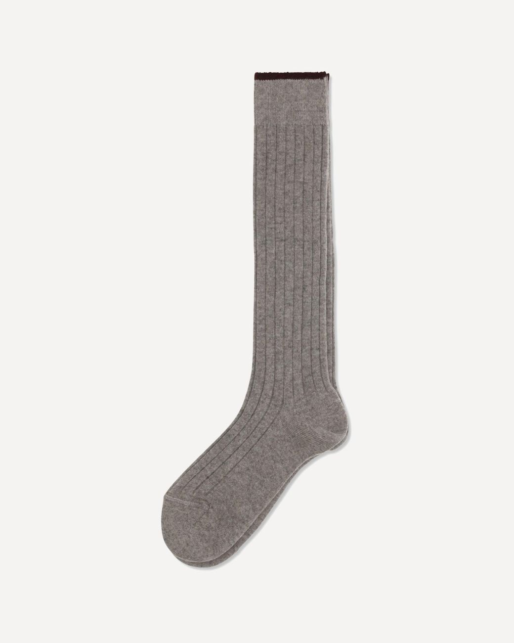 Brunello Cucinelli Gray Ribbed Cashmere Socks for men