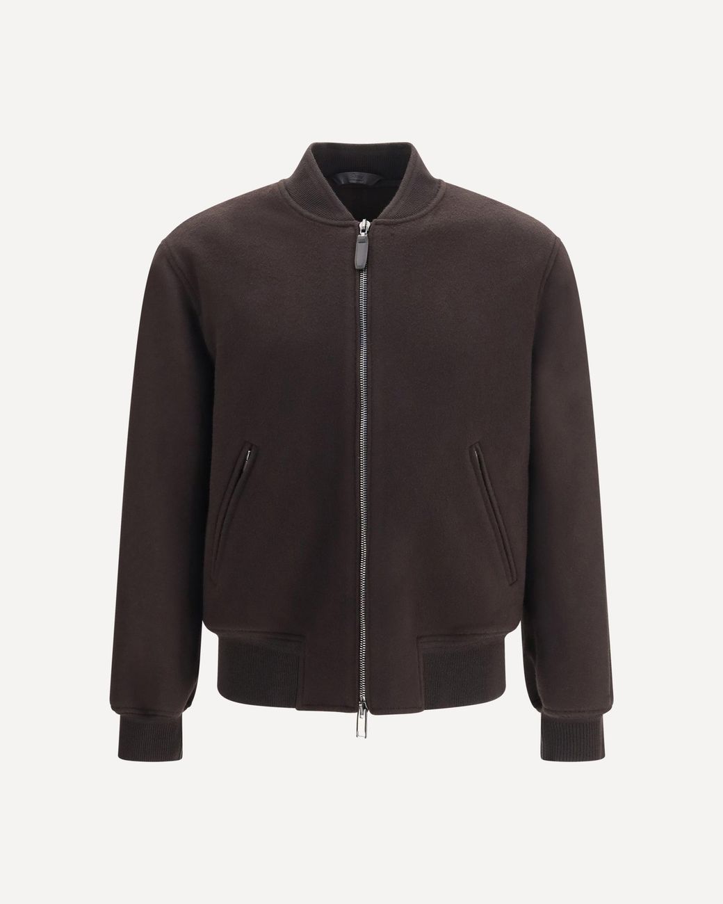 Brioni Black Wool And Cashmere Zip-Up Bomber Jacket for men