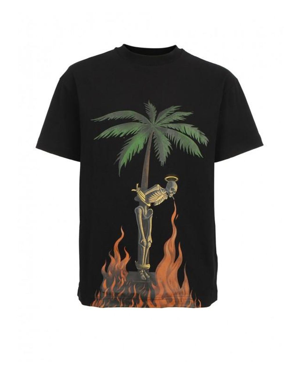 Palm Angels Burning Skeleton Tee in Black for Men | Lyst