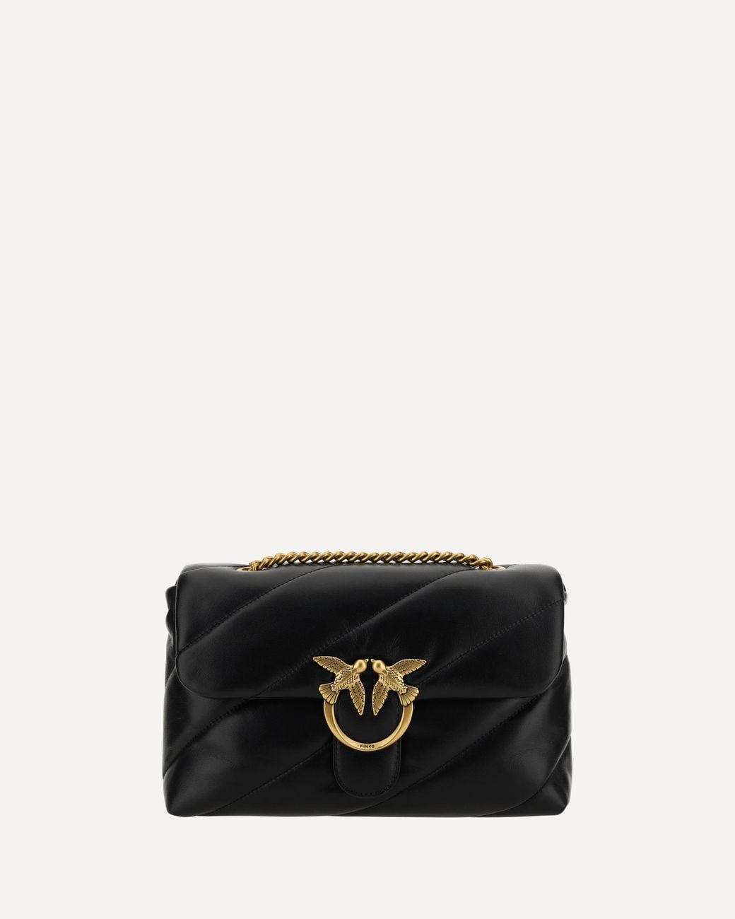 Pinko Black Love Classic Leather Shoulder Bag