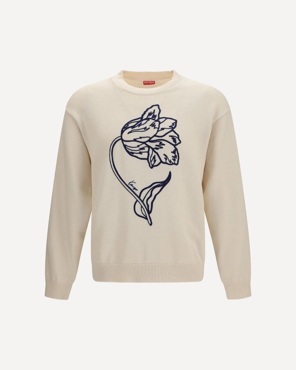 KENZO White Tulip Wool And Cotton Sweater for men