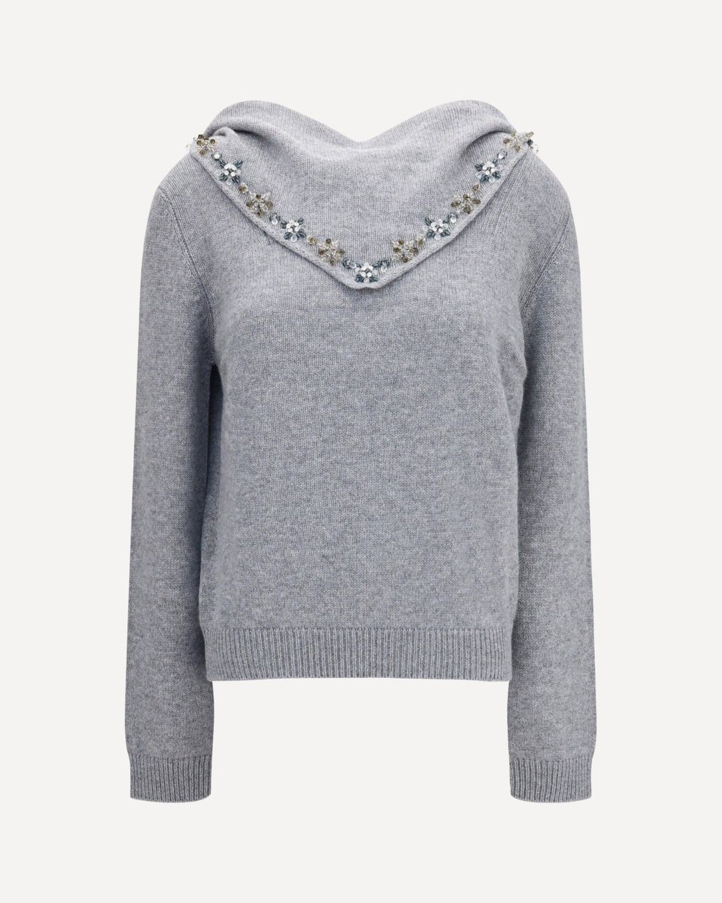 Prada Gray Sweater With Integrated Scarf