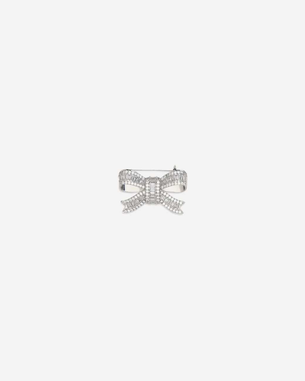 Self-Portrait White Crystal Bow Brooch