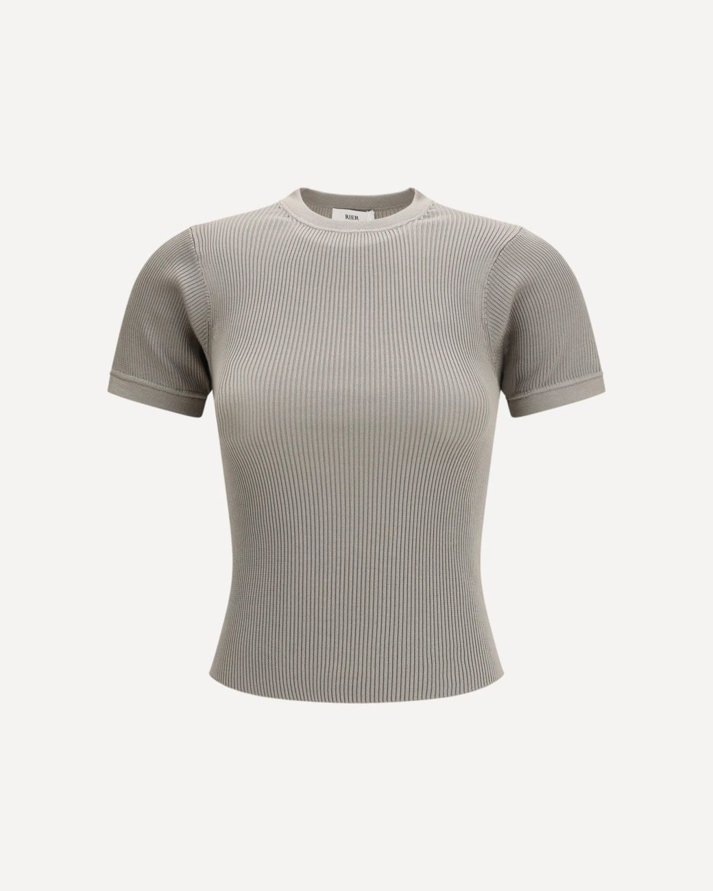 Rier Gray Short-Sleeve Ribbed T-Shirt
