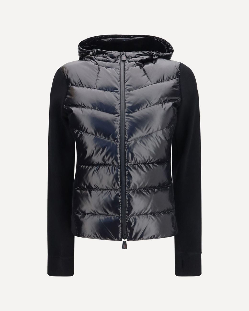 Moncler Black Padded Hooded Zip-Up Sweatshirt