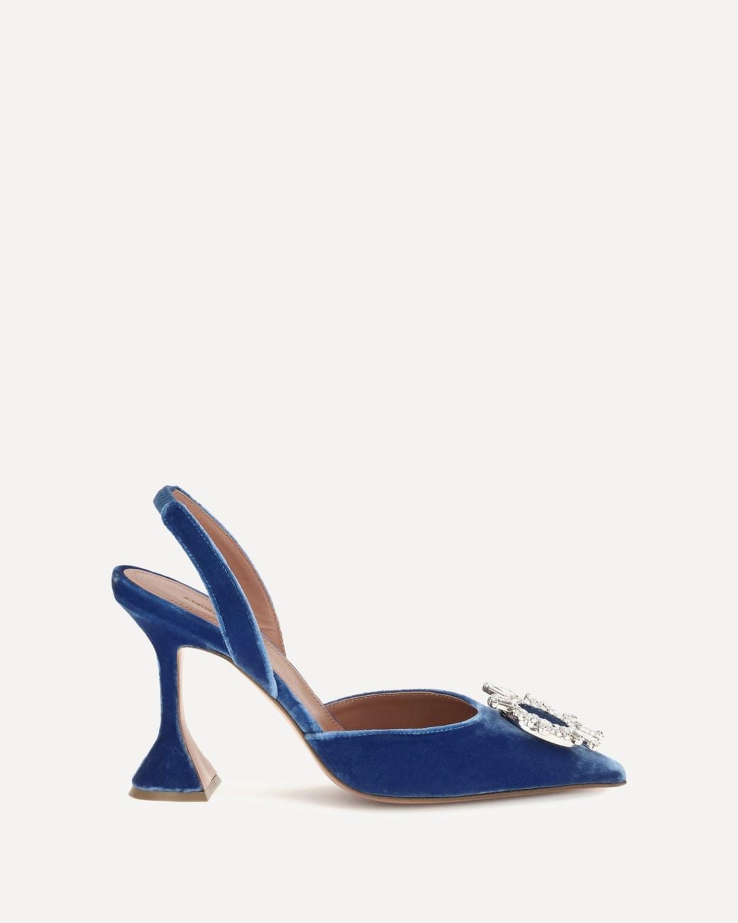AMINA MUADDI Blue Begum Velvet Slingback Sandals