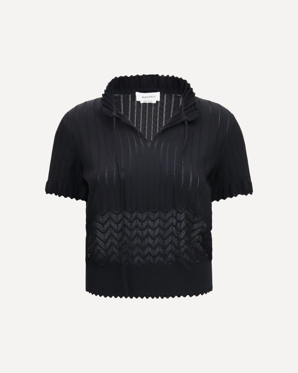 McQueen Black Open-Knit T-Shirt
