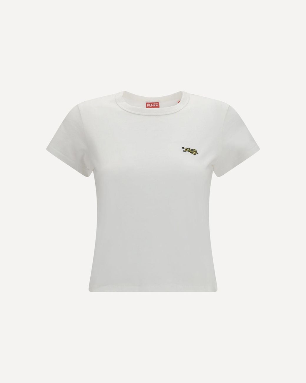 KENZO White Jumping Tiger Embroidered Cotton T-Shirt