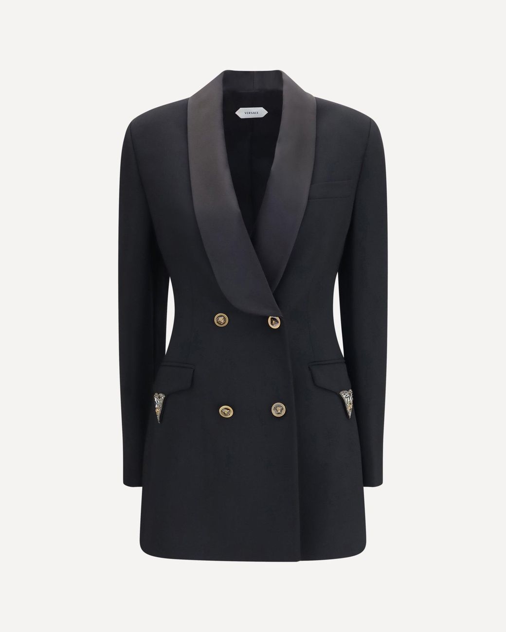 Versace Black Wool Double Breasted Blazer