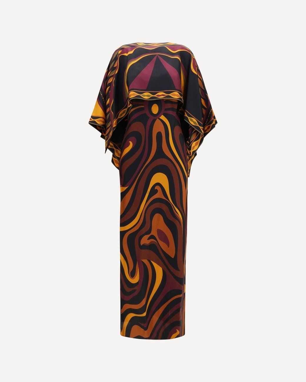 Emilio Pucci Multicolor Silk Dress With Shoulder Cape