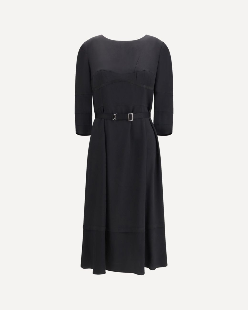 Prada Black Wool And Silk Midi Dress
