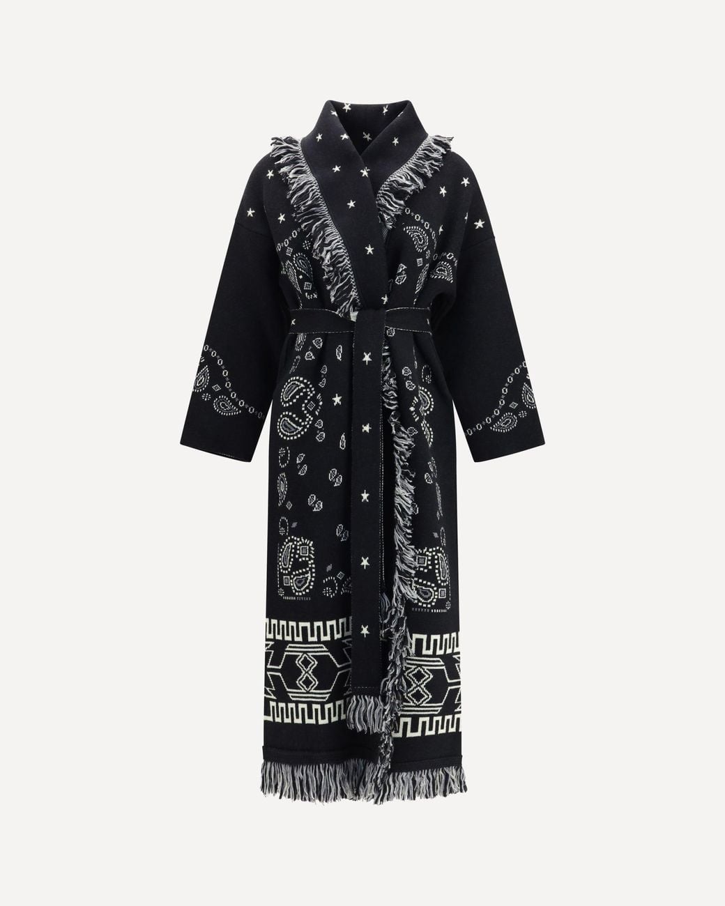 Alanui Black Bandana Jacquard Coat
