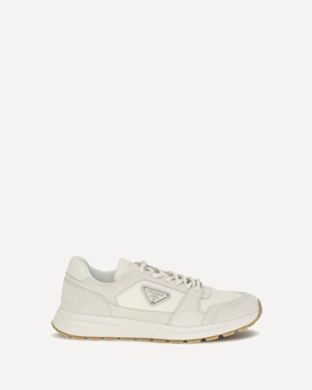 Prada White Bicolor Canvas And Suede Prax Sneakers for men