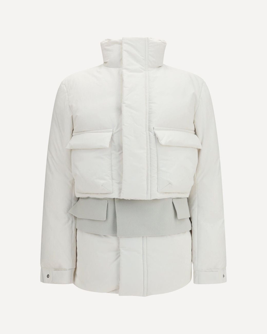 Sacai White Double Padded Jacket With Zip Closure