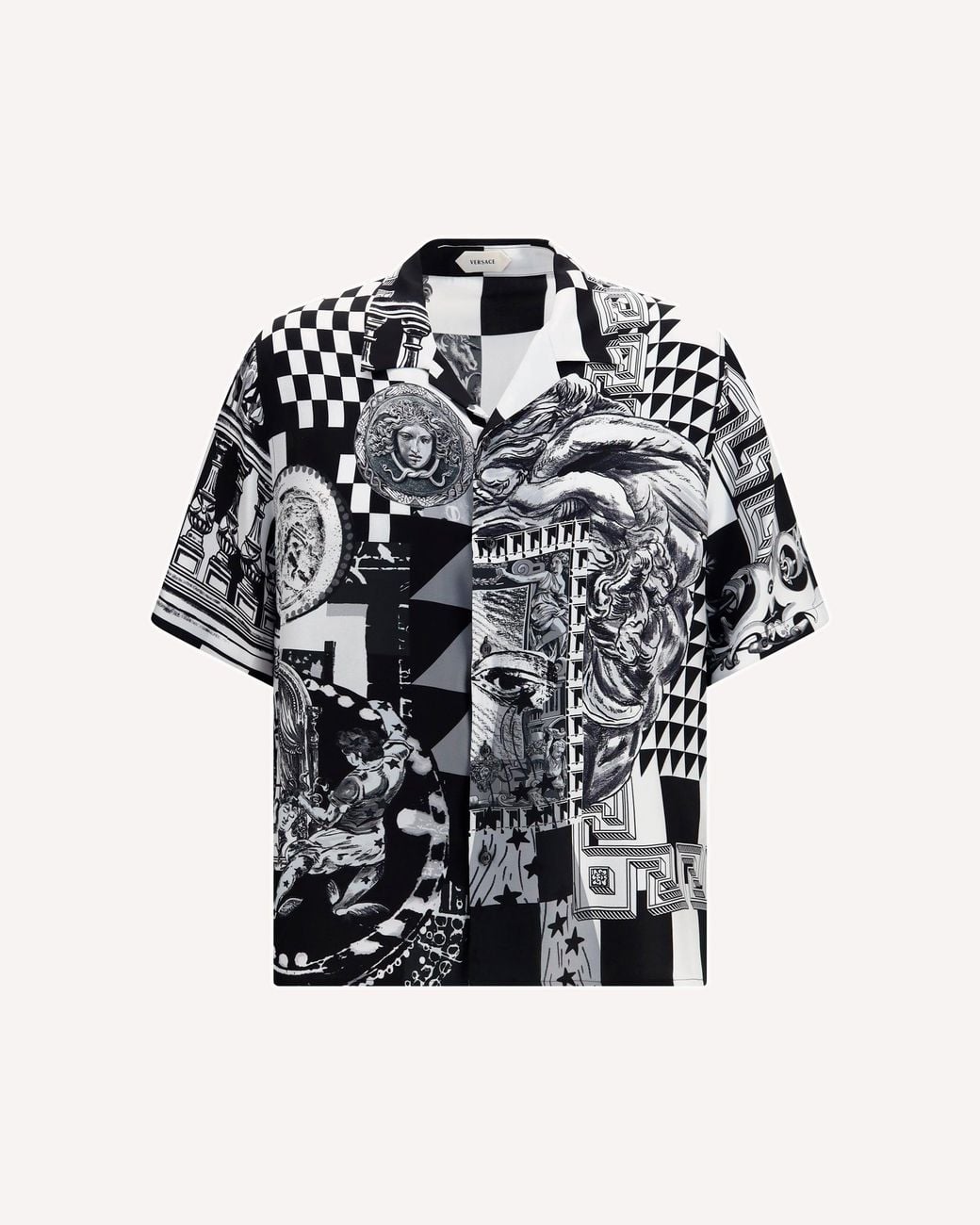 Versace Black Printed Silk Twill Shirt for men