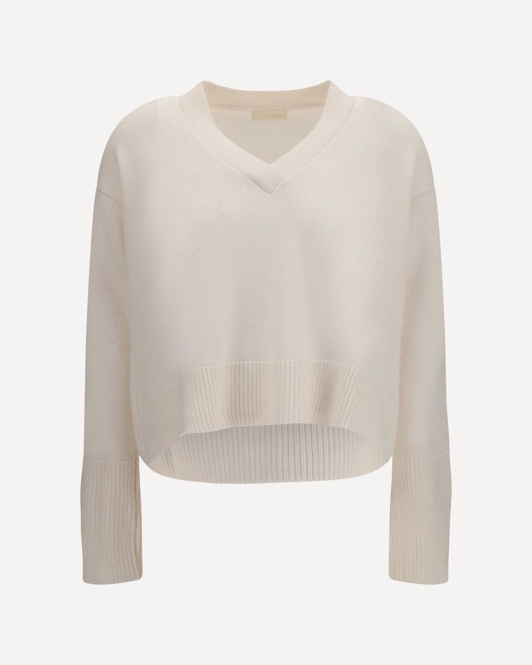 Verybusy White Cashmere V-Neck Sweater